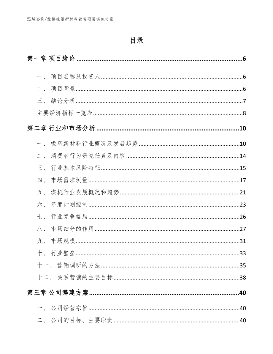 盘锦橡塑新材料销售项目实施方案（模板参考）_第1页