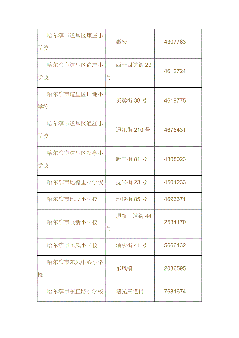 哈尔滨市小学大全_第4页