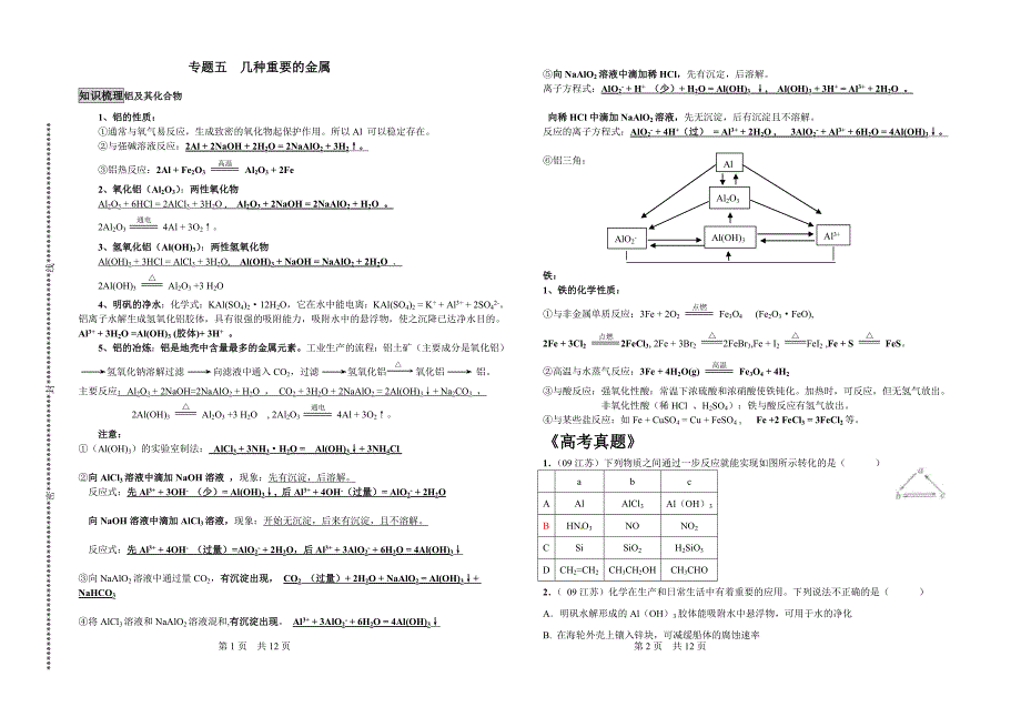 高中化学高考必考点重要的金属.doc_第1页