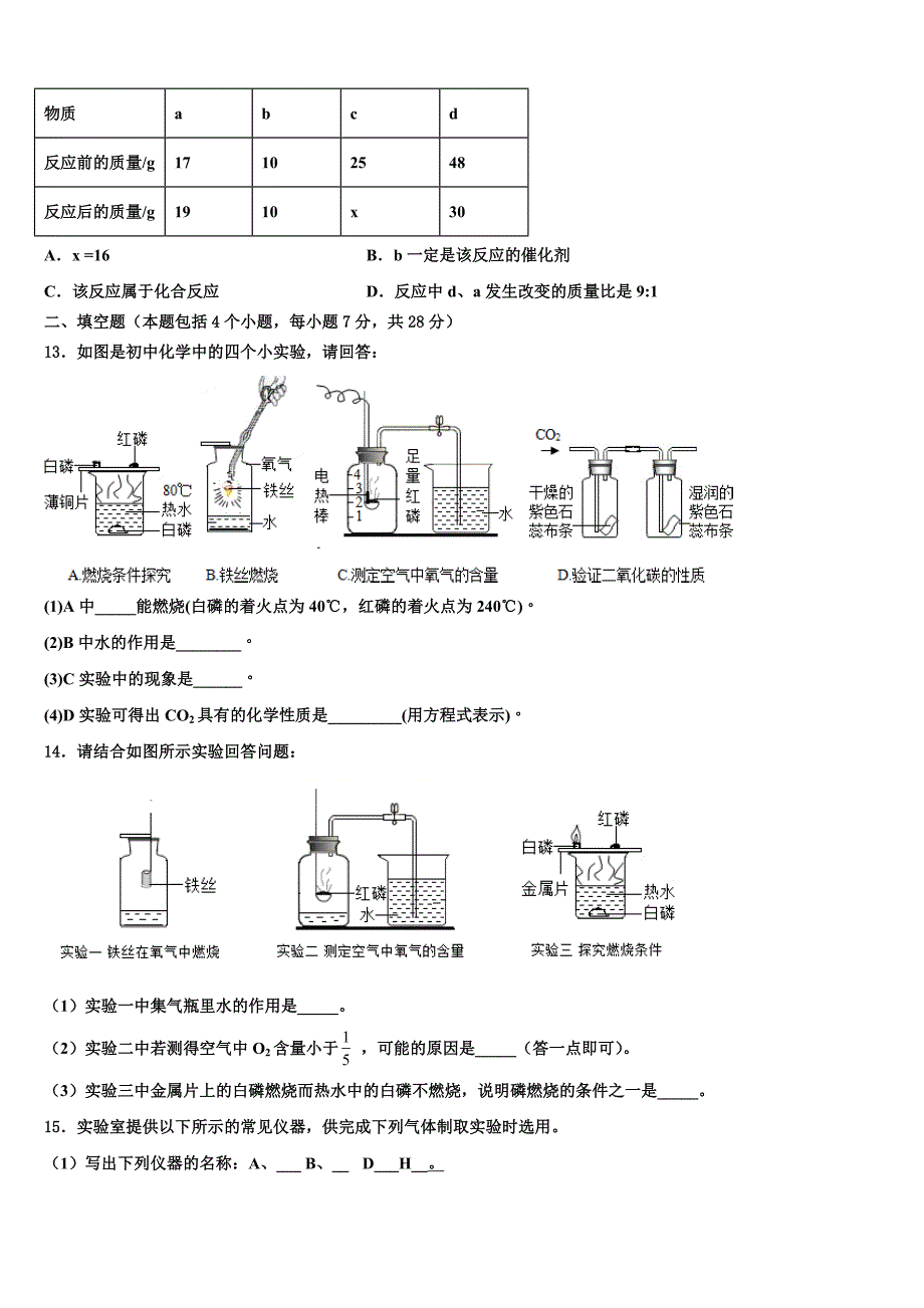 湖北省恩施州东城中学2022年化学九年级第一学期期末学业质量监测模拟试题含解析.doc_第3页