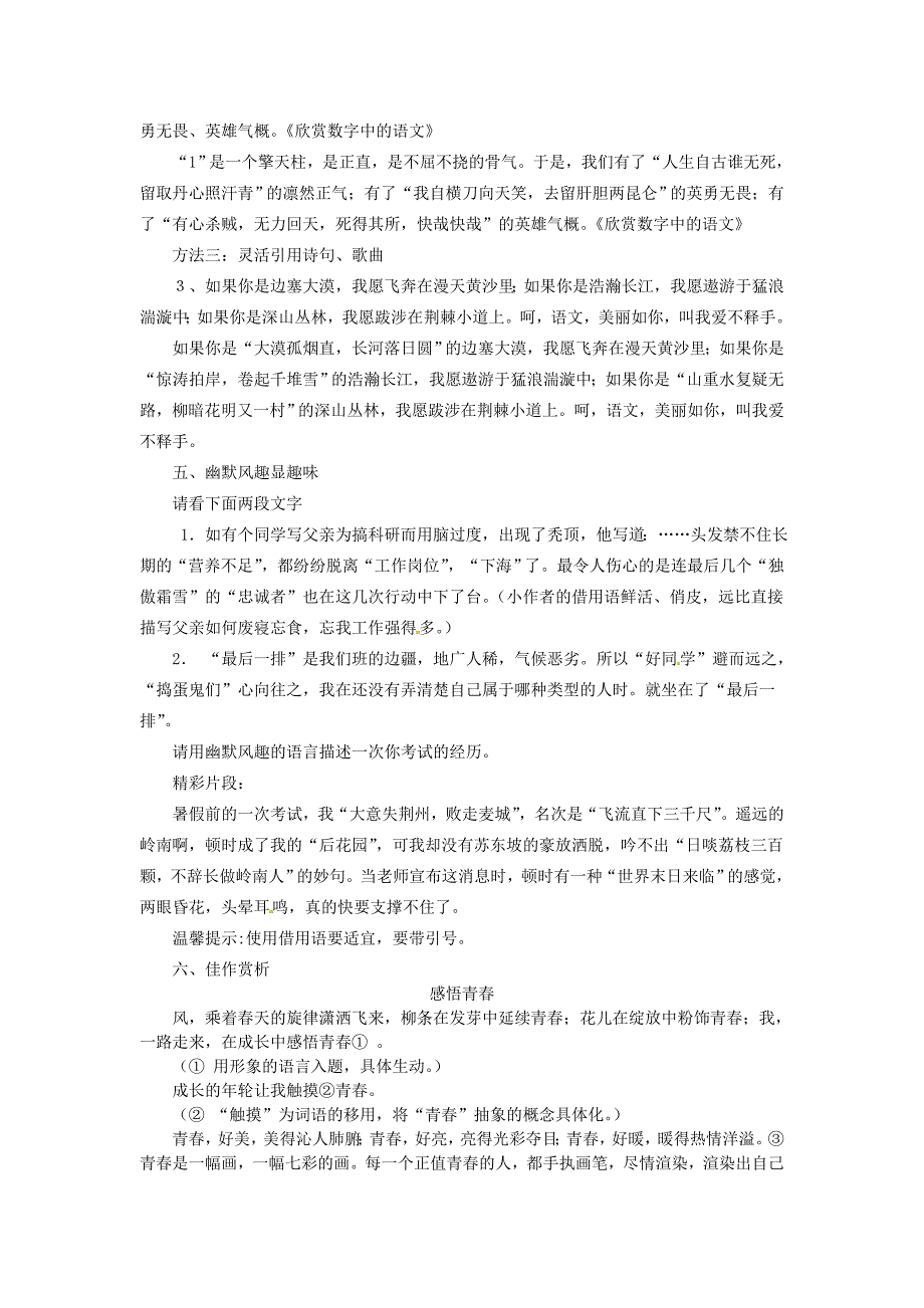 石村埠中学2013届中考语文作文复习二言训练_第2页