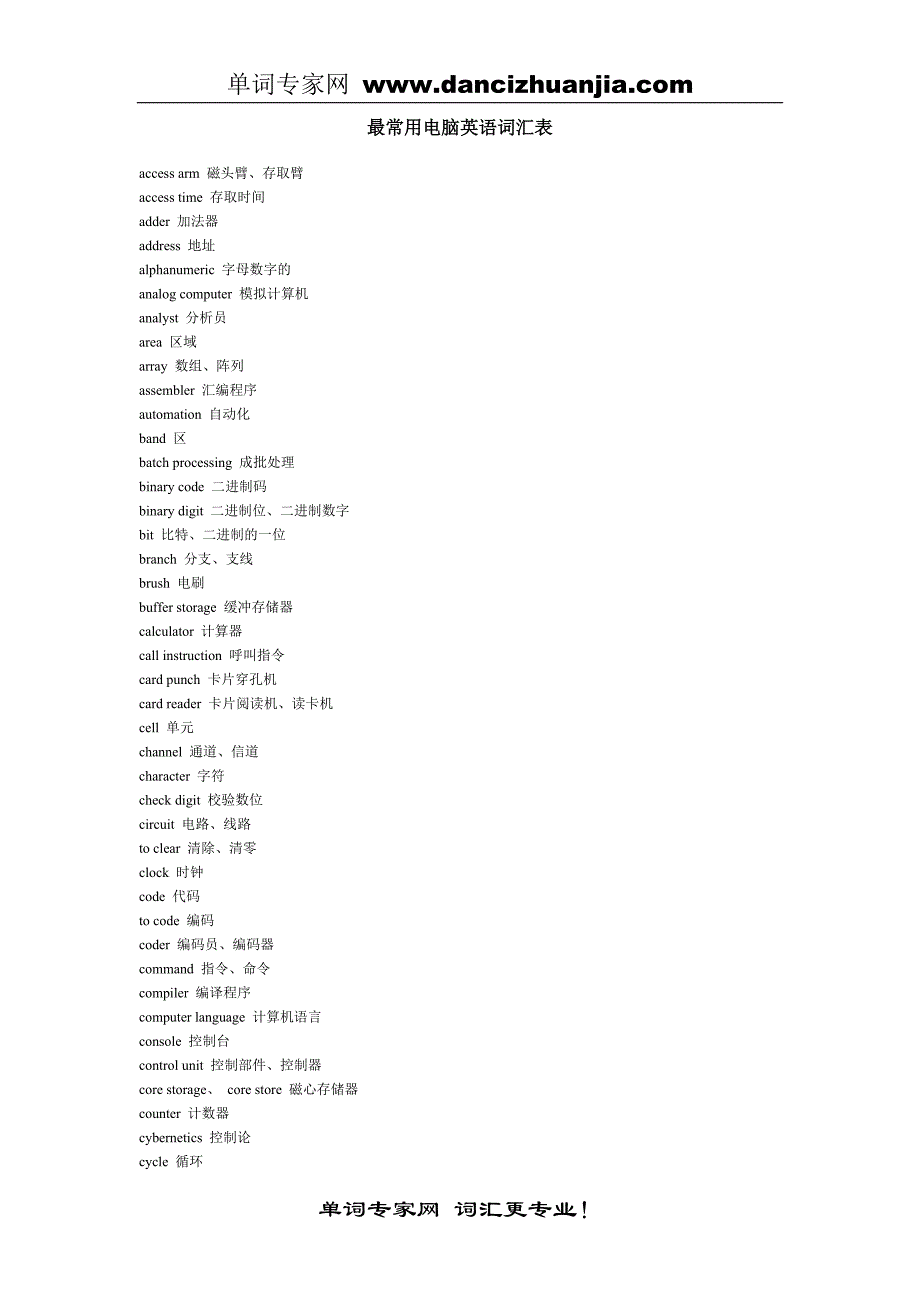 最常用电脑英语词汇表.doc_第1页