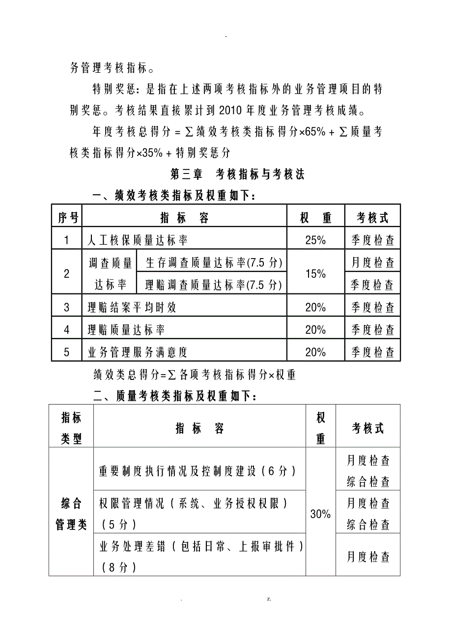 业务管理质量指标考核细则_第3页