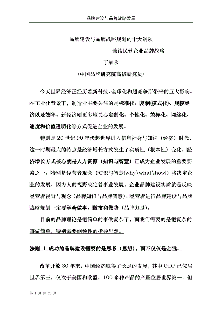 品牌建设与品牌战略规划十大纲领_第1页