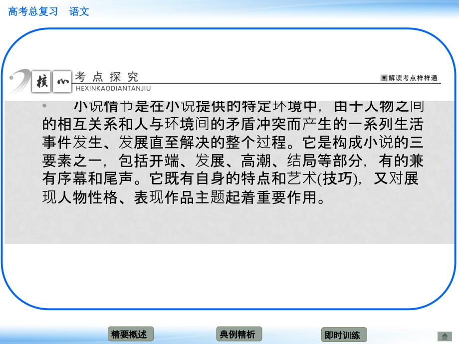 高考语文新一轮总复习 考点突破 第六章第二节 把握故事情节 考点一概括小说的情节课件_第3页