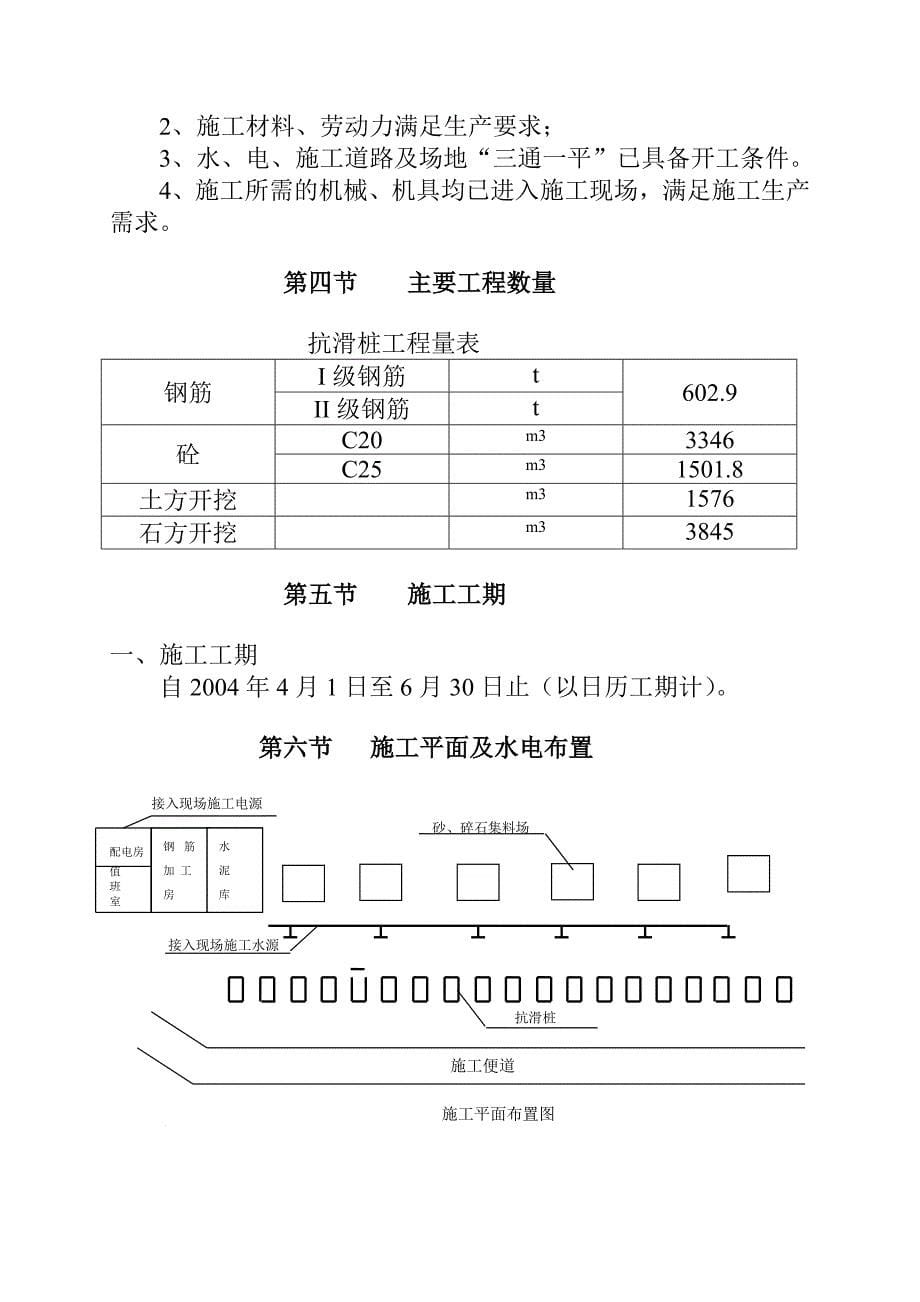 发耳电厂4&#215;600MW机组新建工程H1抗滑桩施工方案_第5页