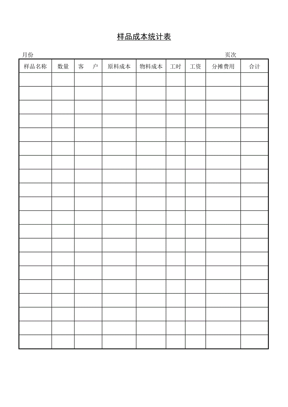 样品成本统计表_第1页