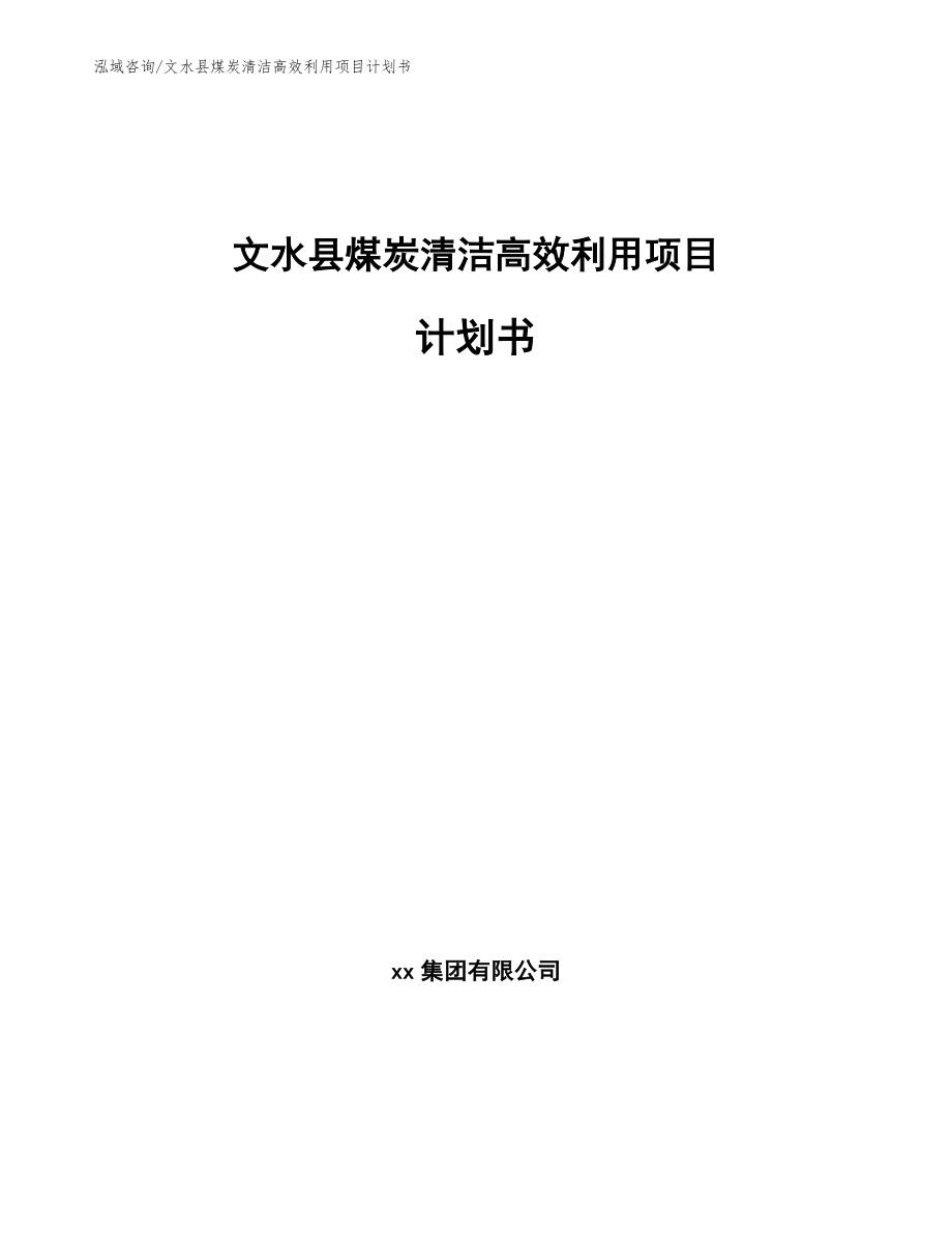 文水县煤炭清洁高效利用项目计划书（模板参考）_第1页