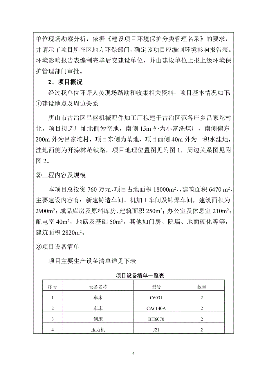 唐山市古冶区昌盛机械配件加工厂年产量-3000吨钢铸件项目环境影响分析报告表.doc_第4页