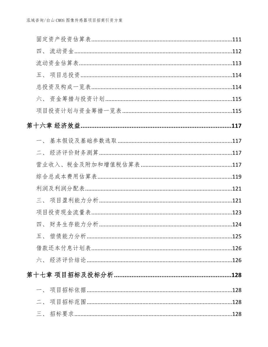 白山CMOS图像传感器项目招商引资方案（模板参考）_第5页