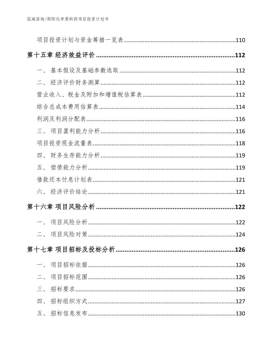 邵阳化学原料药项目投资计划书【模板参考】_第5页