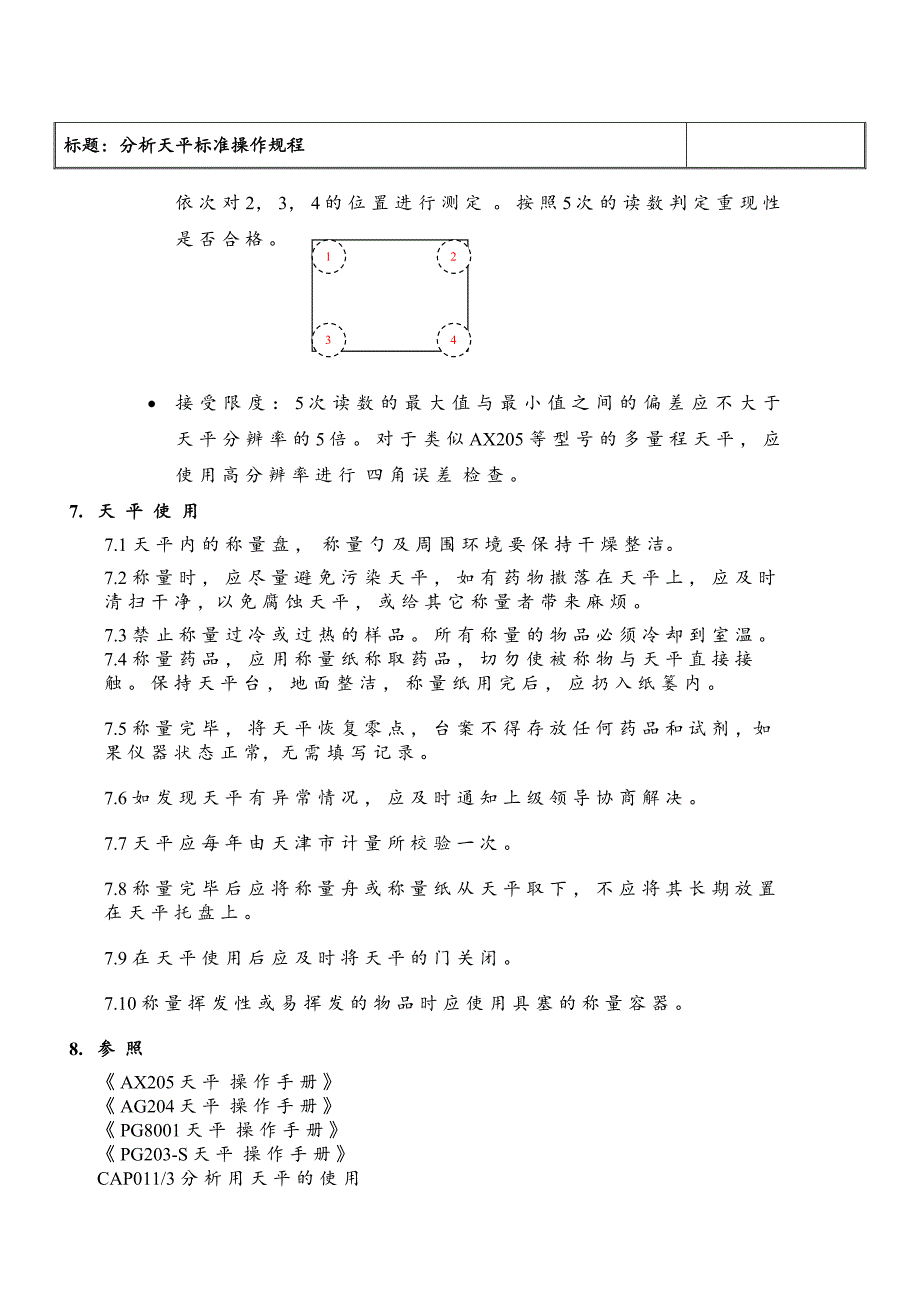 分析天平标准操作规程_第4页