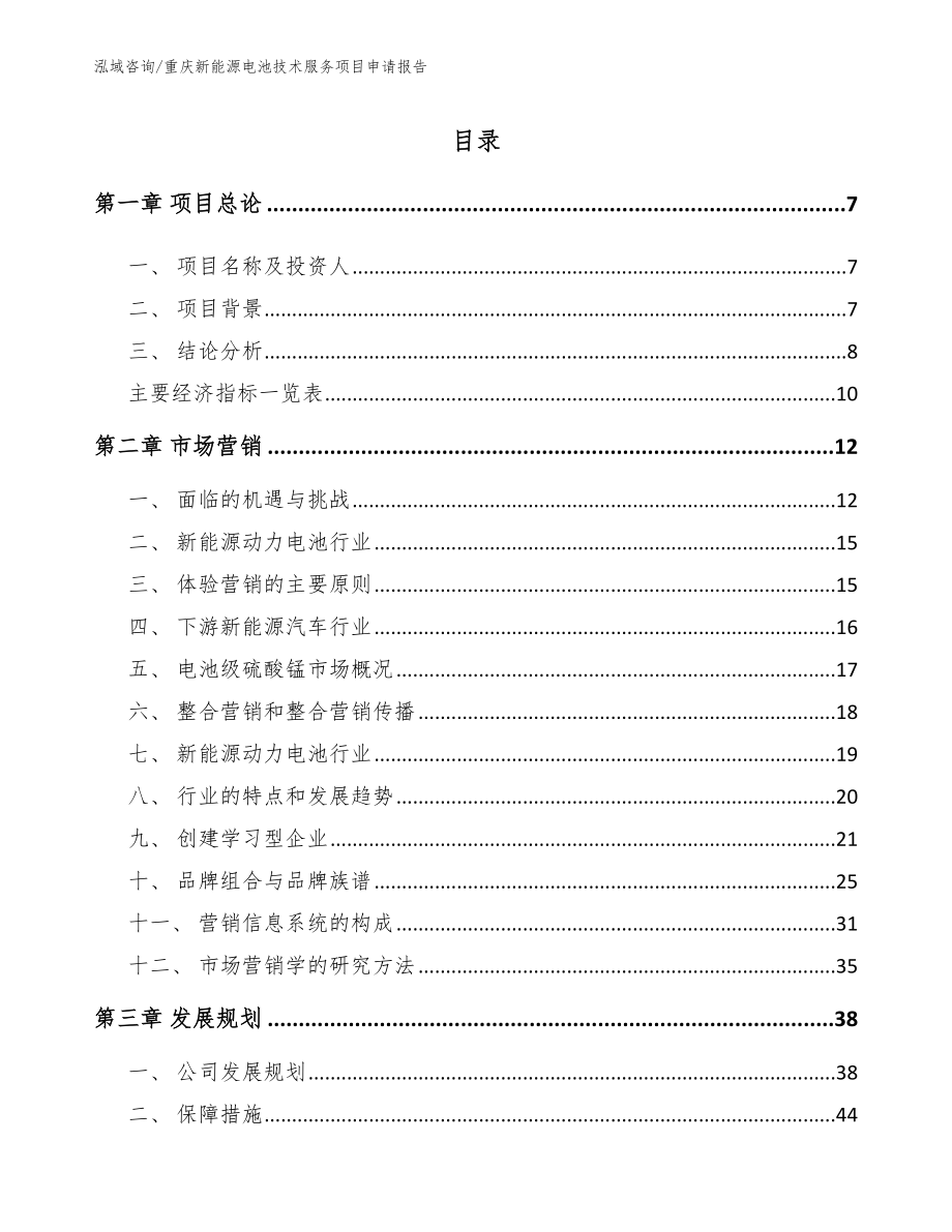 重庆新能源电池技术服务项目申请报告_第1页