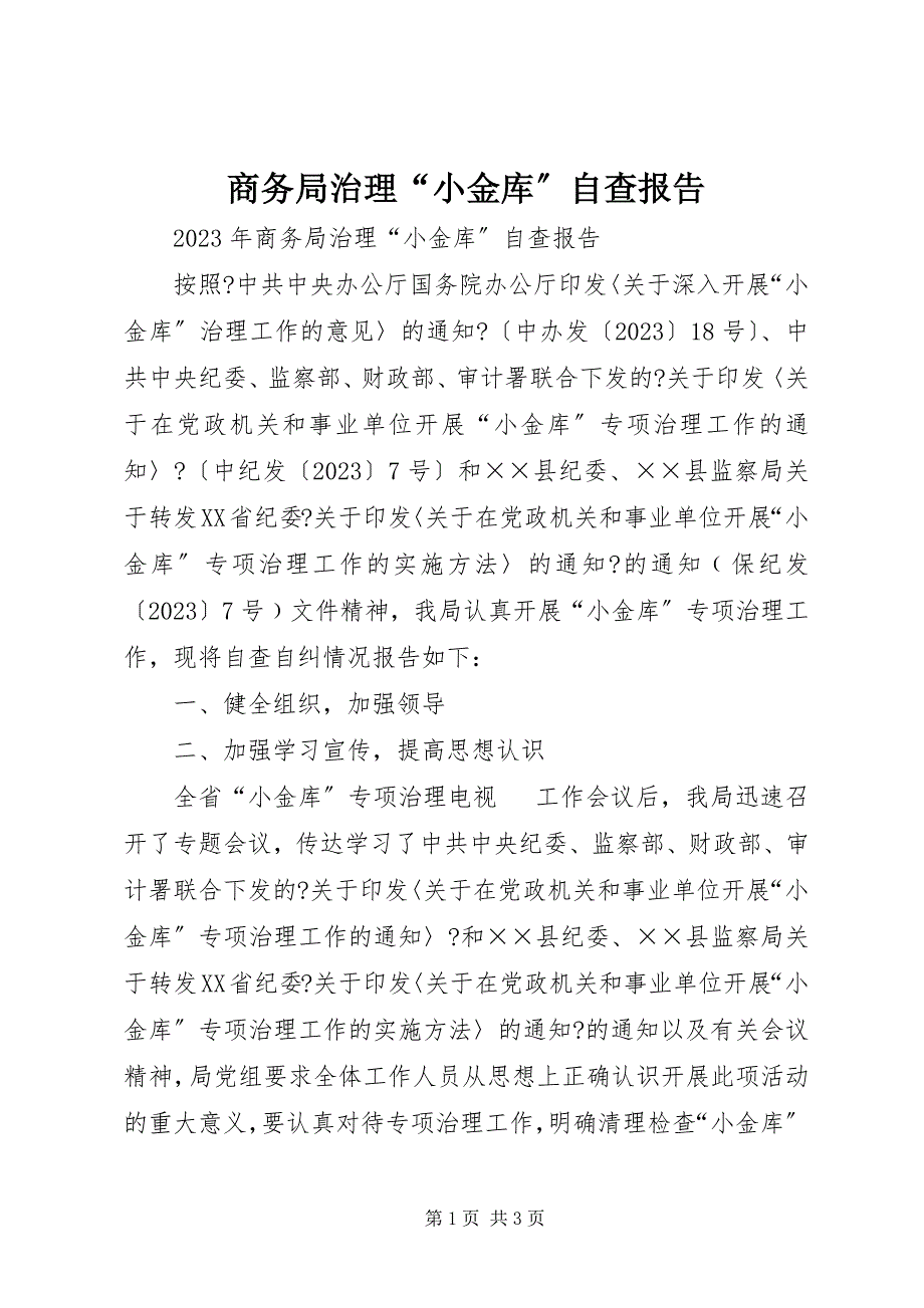 2023年商务局治理“小金库”自查报告.docx_第1页