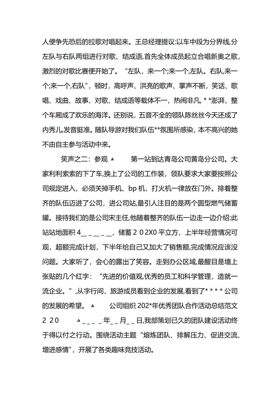 公司组织2优秀团队合作活动总结范文_第3页