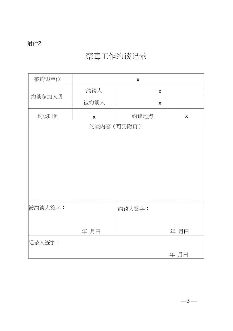 禁毒工作通报和约谈制度(试行)【模板】_第5页