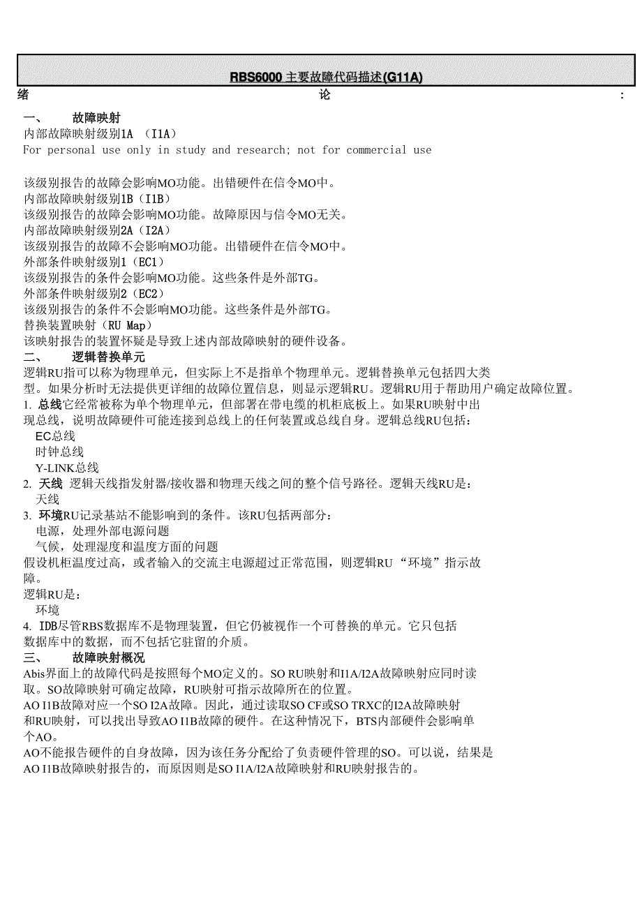 爱立信RBS6000主要故障代码_第1页