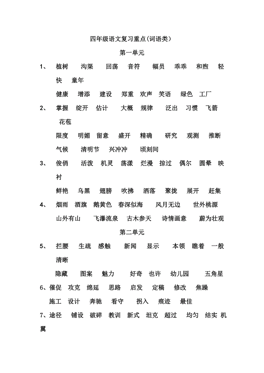 苏教版小学语文四年级下册字词、课文复习资料_第1页