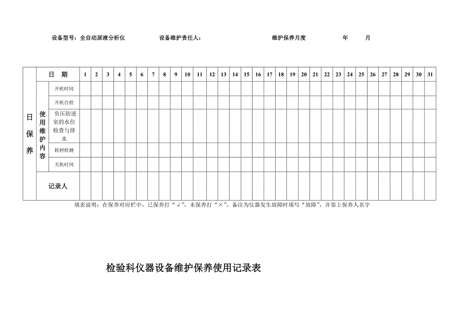 仪器设备维护保养使用记录表_第4页