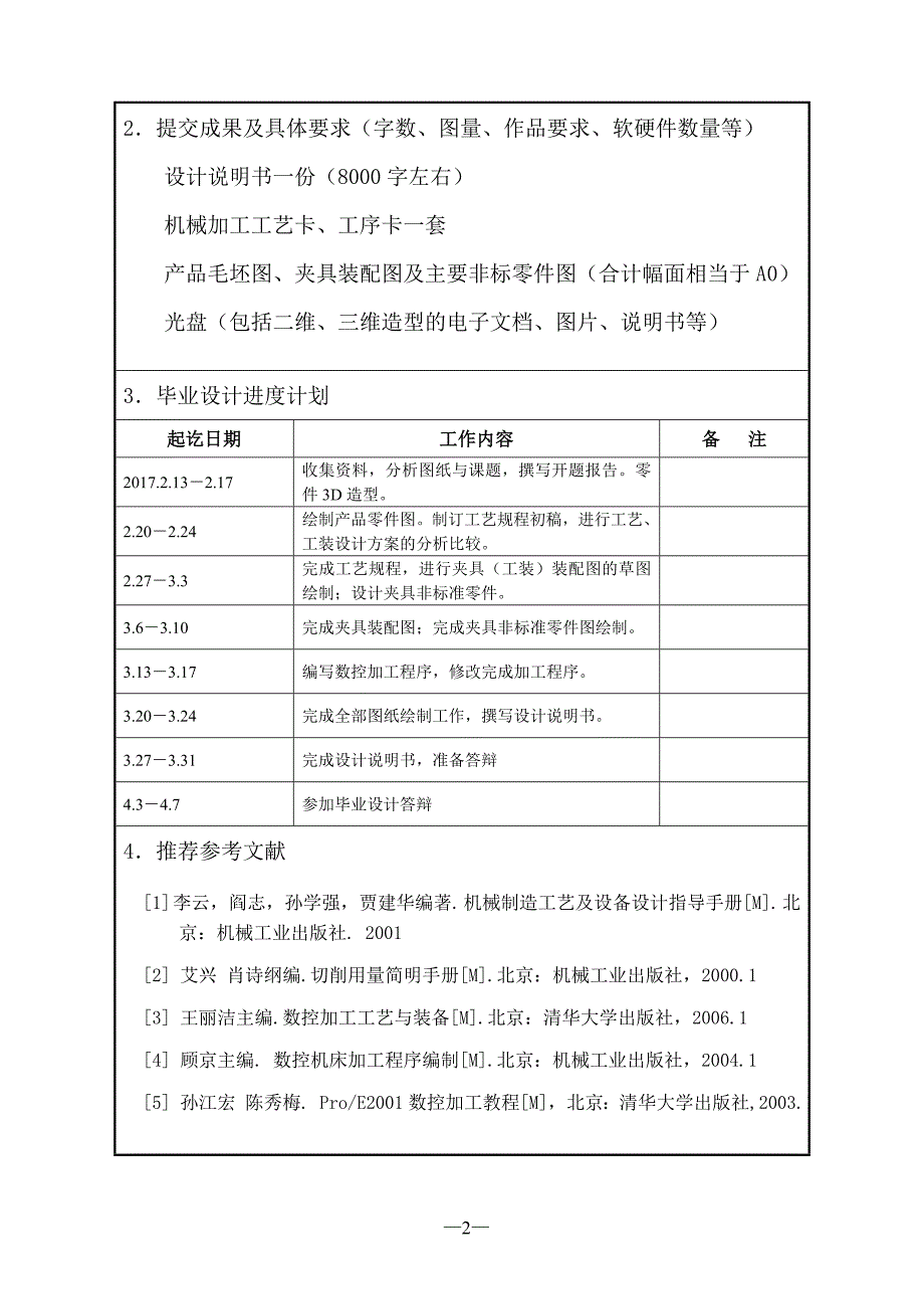 机械毕业设计任务书-阀盖的数控工艺与加工_第3页