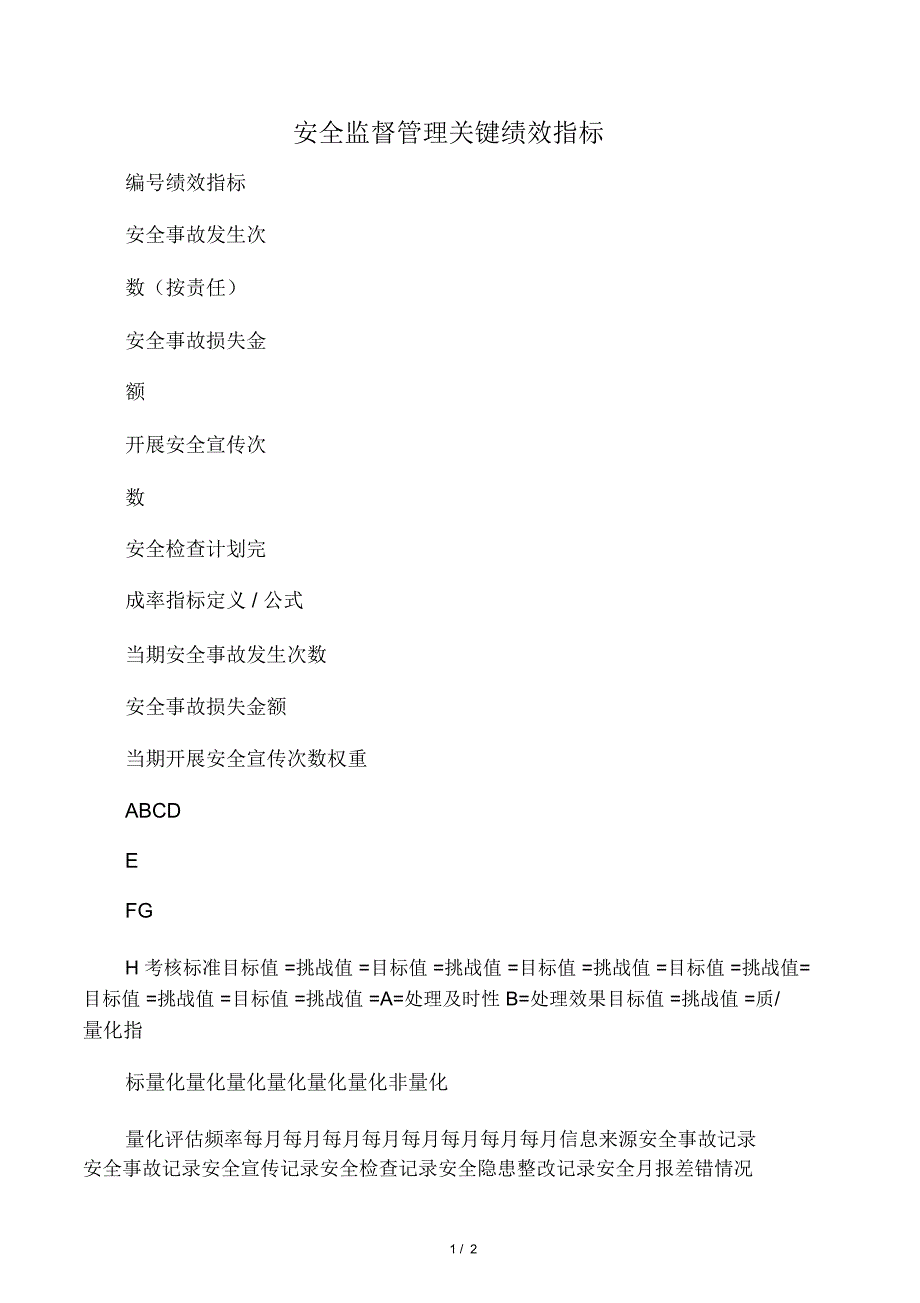 安全监督管理关键绩效指标_第1页