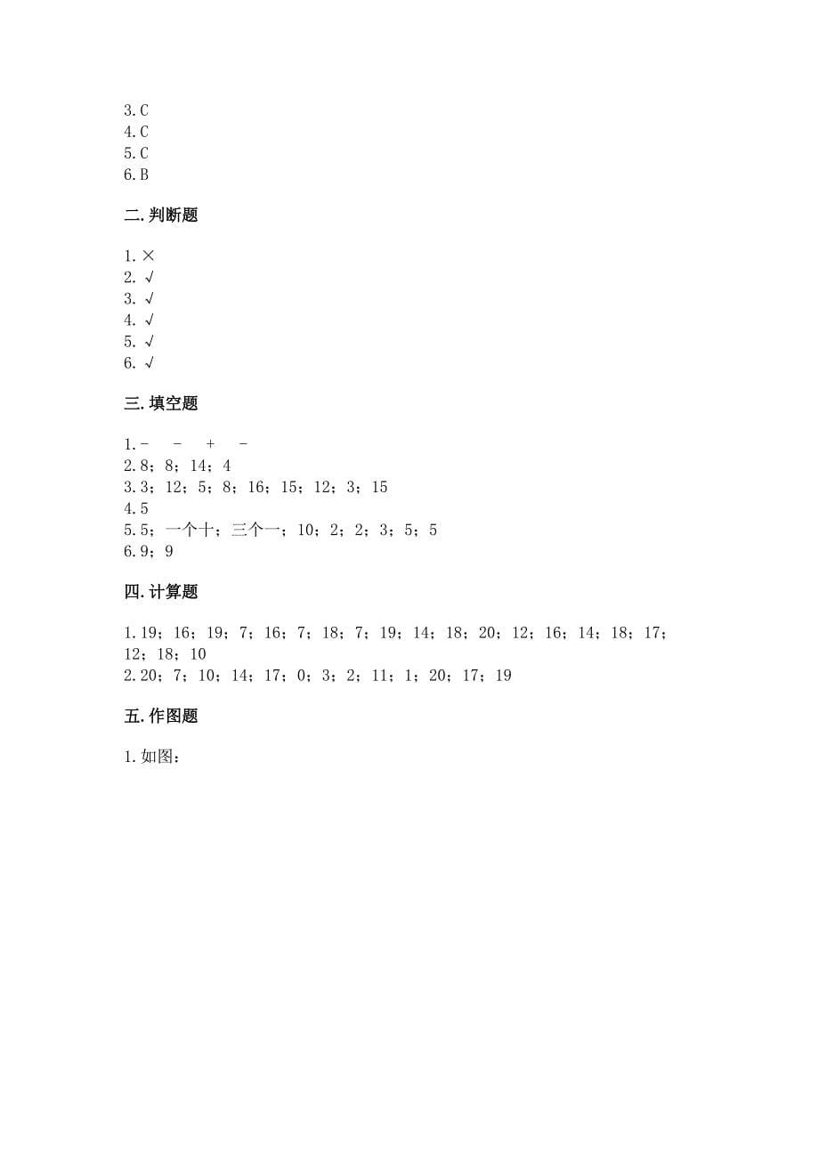 冀教版一年级上册数学第九单元-20以内的减法-测试卷(夺冠系列).docx_第5页