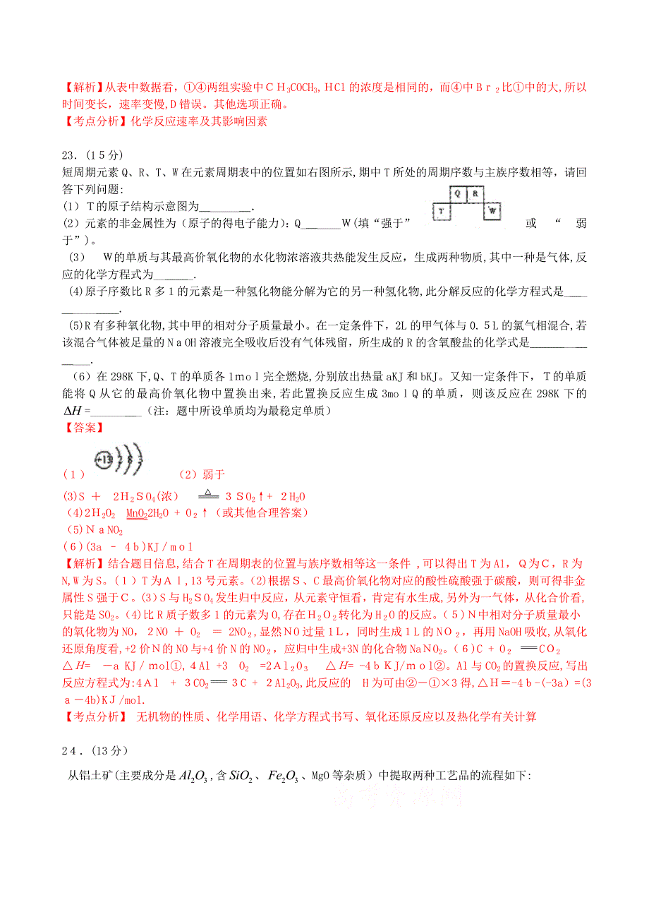 高考试题理综化学部分福建卷解析版高中化学2_第3页