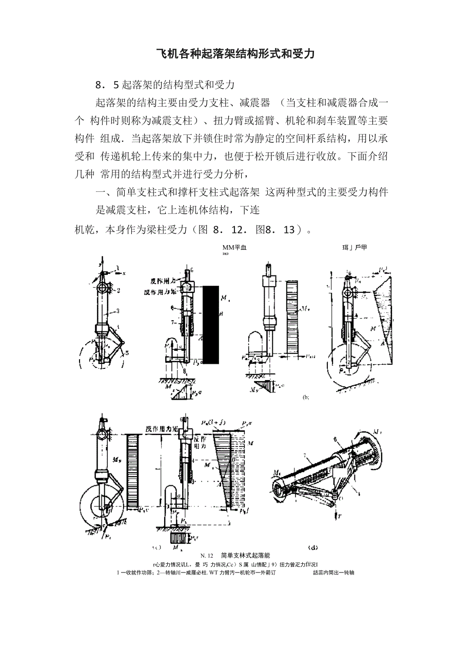 飞机各种起落架结构形式和受力_第1页