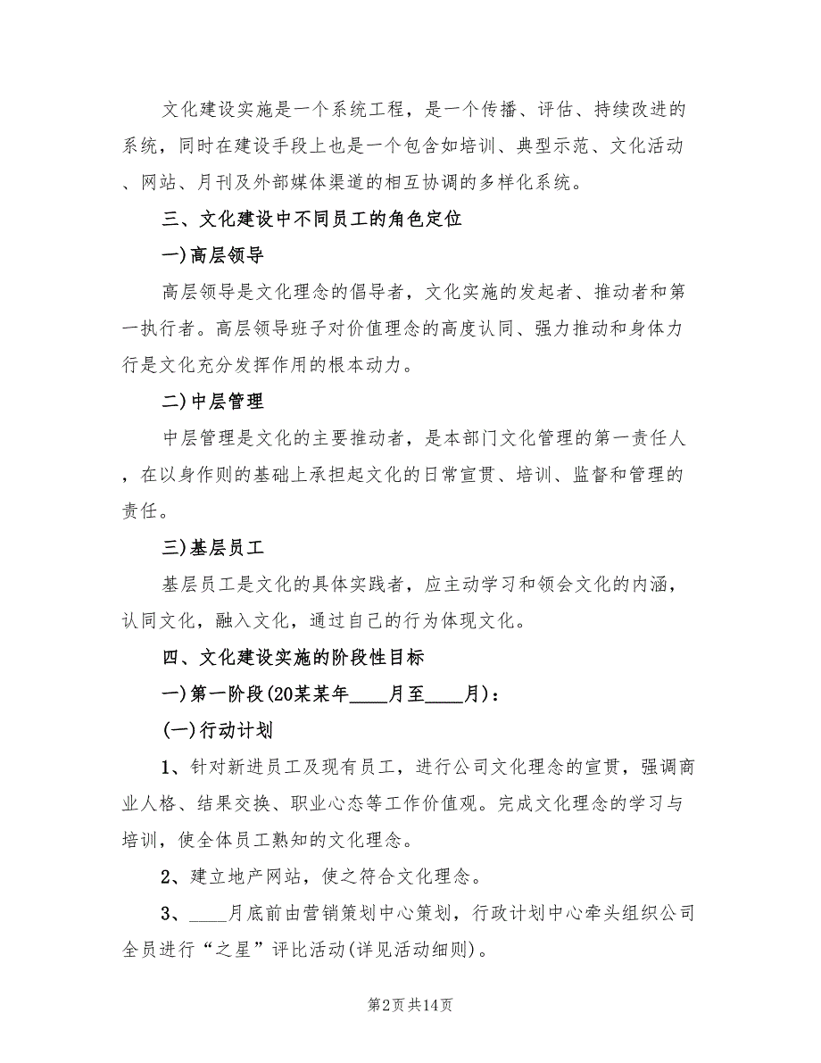 先进公司企业文化建设方案范文（3篇）_第2页