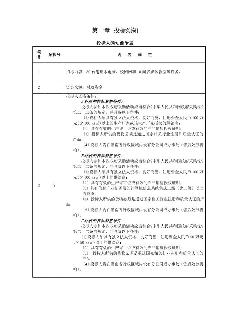 攸县第二中学笔记本电脑、校园网和多媒体教室采购项目招标公告_第5页