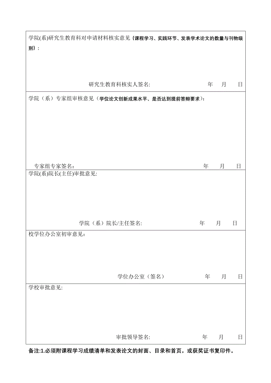 浙江大学研究生提前进行学位论文答辩申请表_第2页