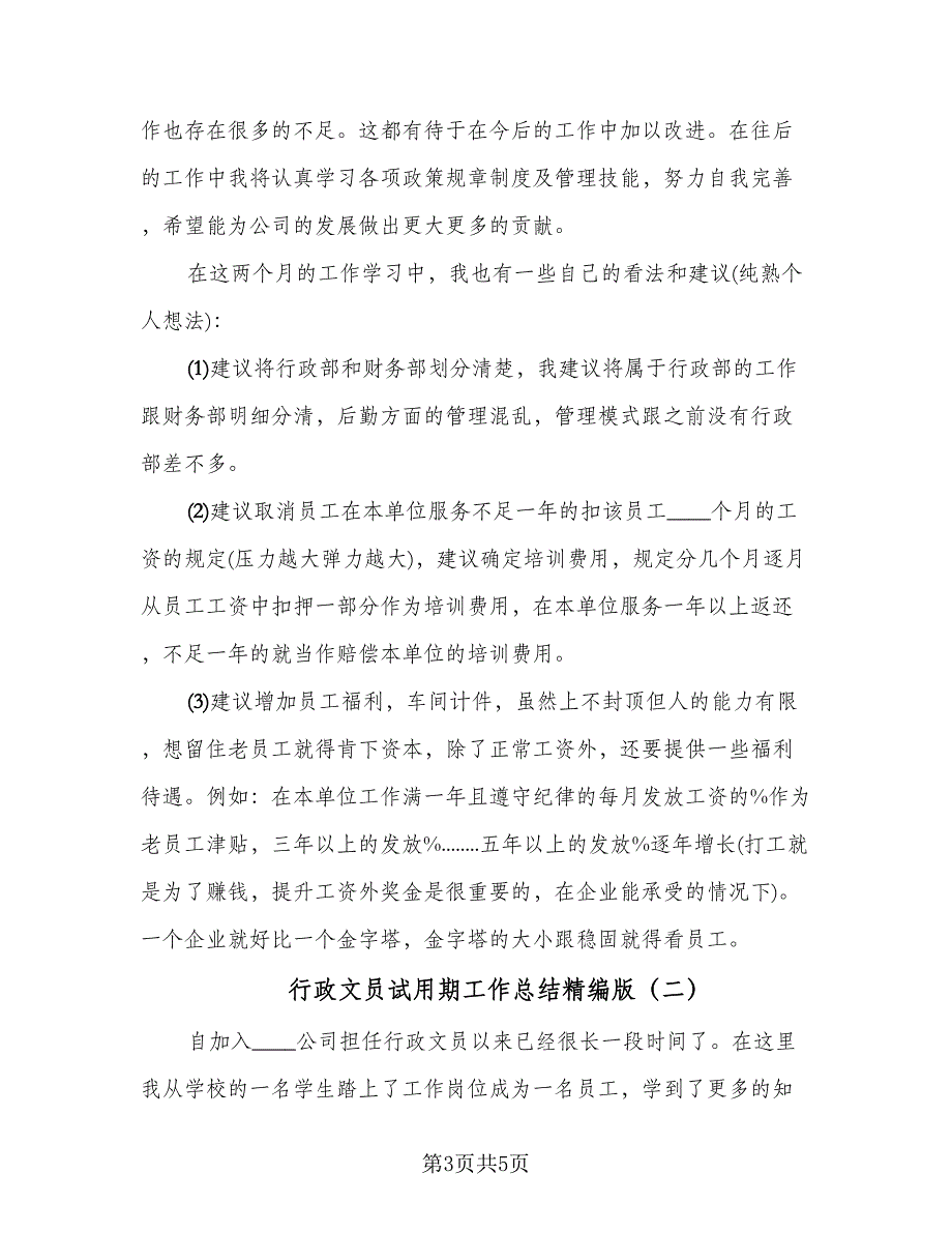 行政文员试用期工作总结精编版（二篇）.doc_第3页