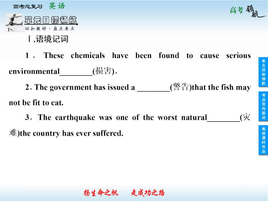 2013届高三英语一轮复习课件：Module3TheViolenceofNatur(外研版必修.ppt_第2页