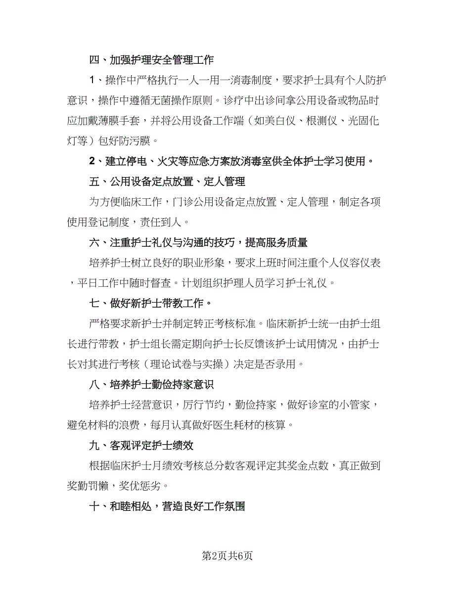 2023年护士长个人年度工作计划参考模板（二篇）.doc_第2页