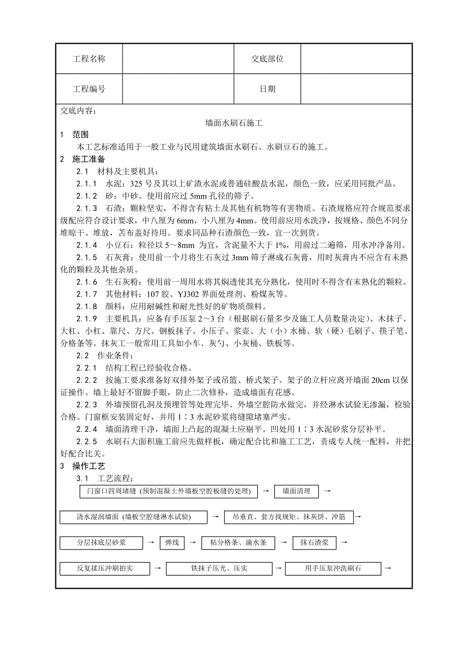 建筑墙面水刷石施工工艺_第1页