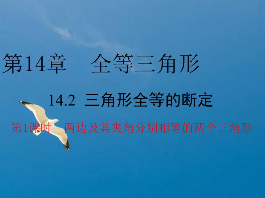 沪科版八年级数学上册第14章教学14.2.1两边及其夹角分别相等的两个三角形ppt课件_第1页