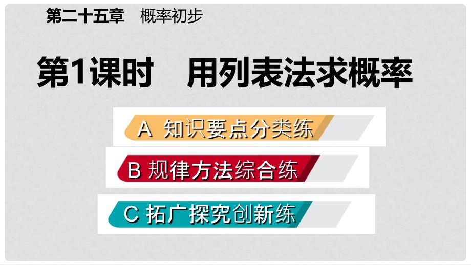 九年级数学上册 第25章 概率初步 25.2 用列举法求概率 25.2.1 用列表法求概率（作业本）课件 （新版）新人教版_第2页