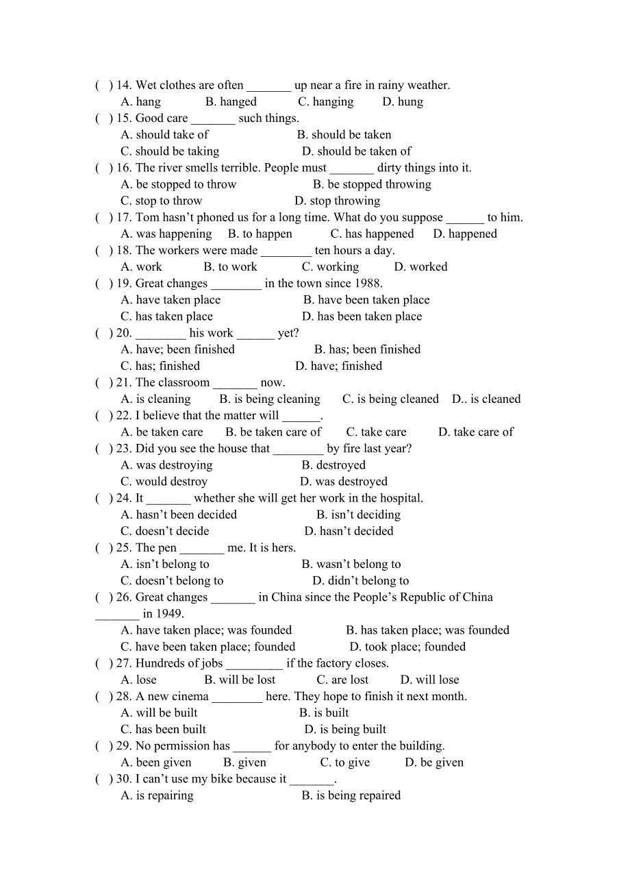 译林牛津-8B-UNIT-7-Grammar-被动语态专项练习题(无答案)(DOC 6页)_第3页
