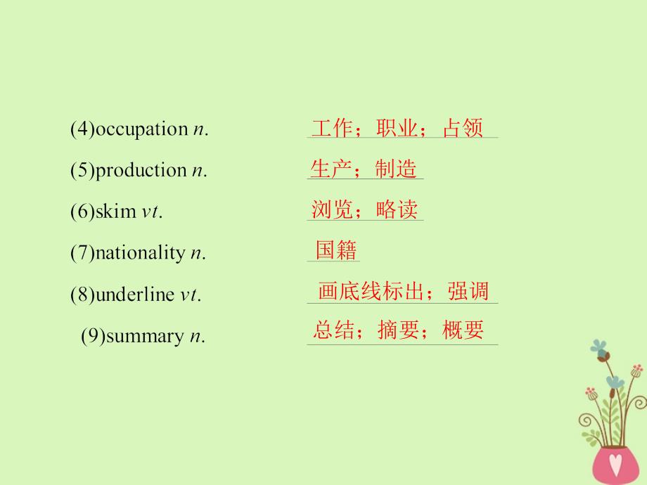 2018版高考英语大一轮复习 第1部分 模块复习方略 Unit 2 Working the land课件 新人教版必修4_第3页