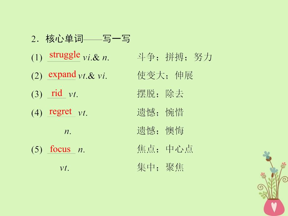 2018版高考英语大一轮复习 第1部分 模块复习方略 Unit 2 Working the land课件 新人教版必修4_第4页