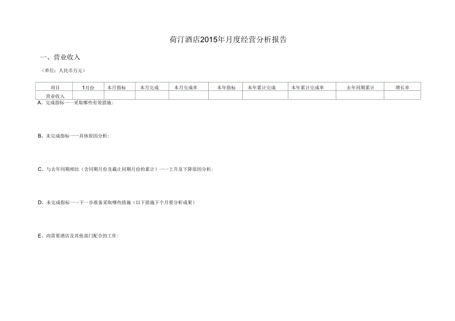 酒店每月经营分析报告_第1页