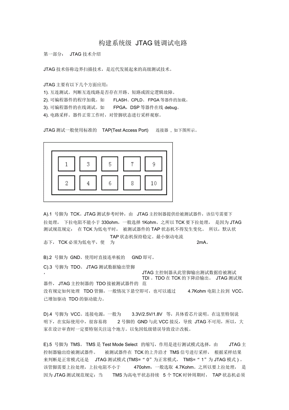 构建系统级JTAG链调试电路JTAG技术介绍JTAG技术俗称_第1页