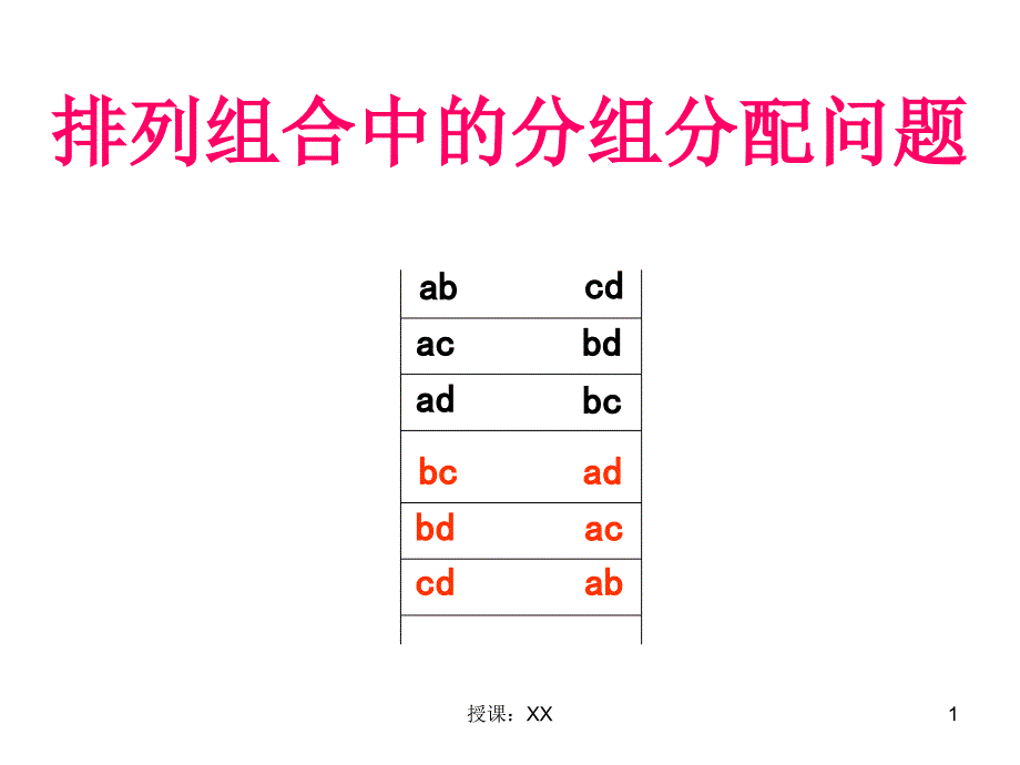 排列组合中的分组分配(课堂PPT)_第1页