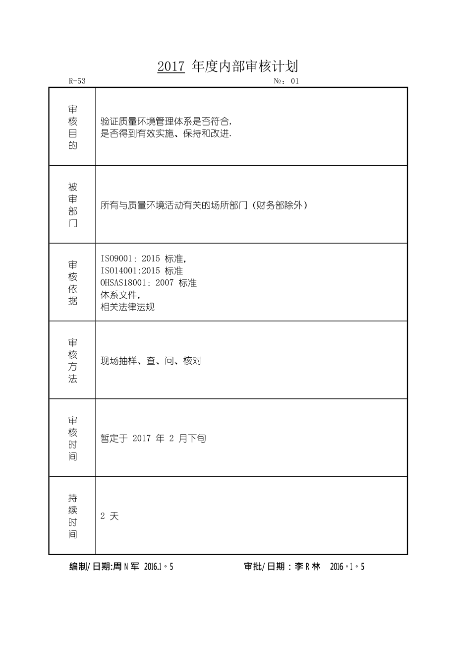 最新版三体系全套内审记录_第2页