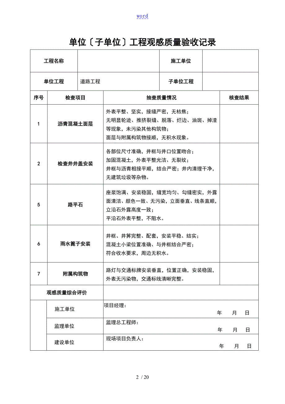 市政道路工程竣工验收例范本资料_第2页