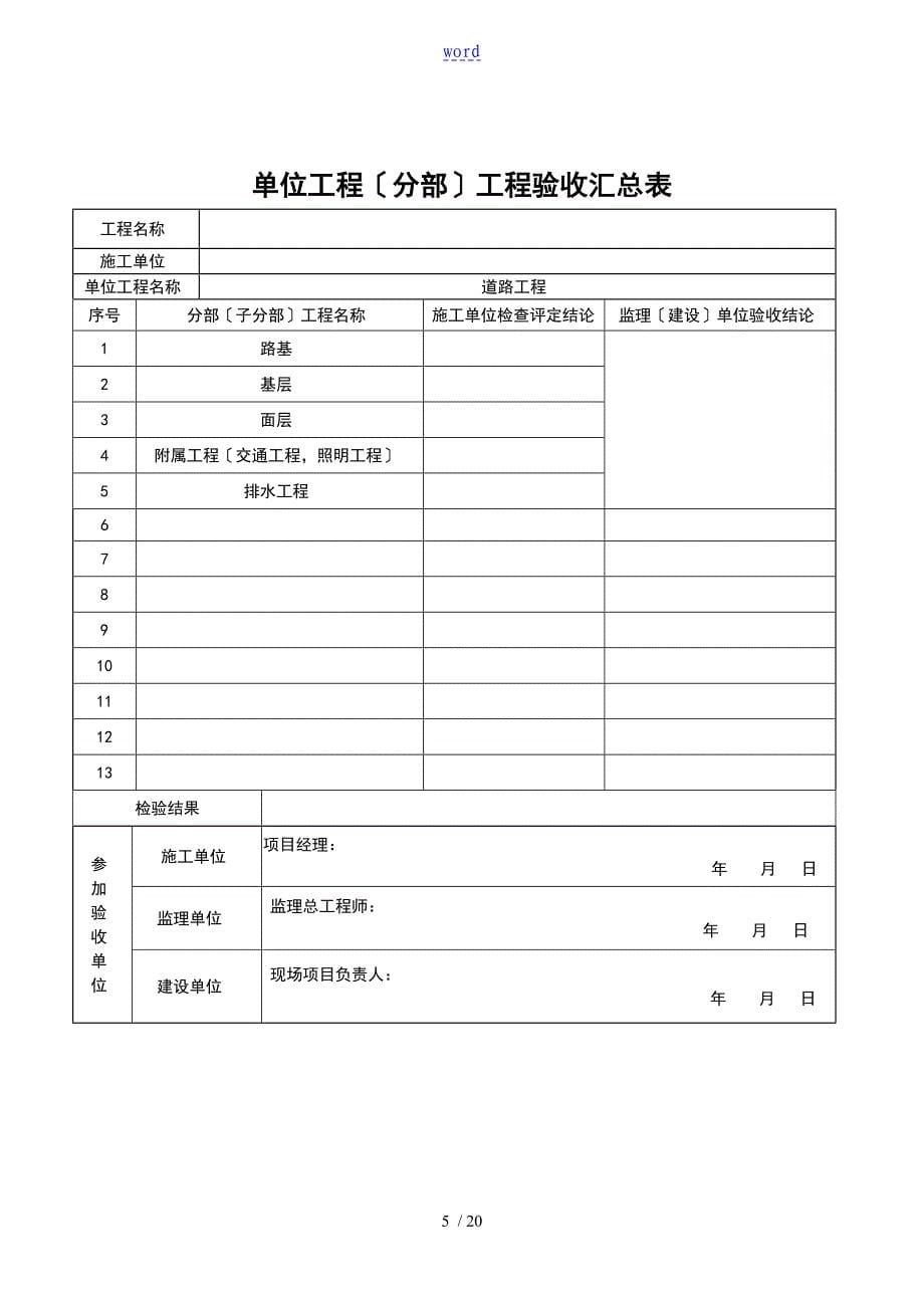 市政道路工程竣工验收例范本资料_第5页