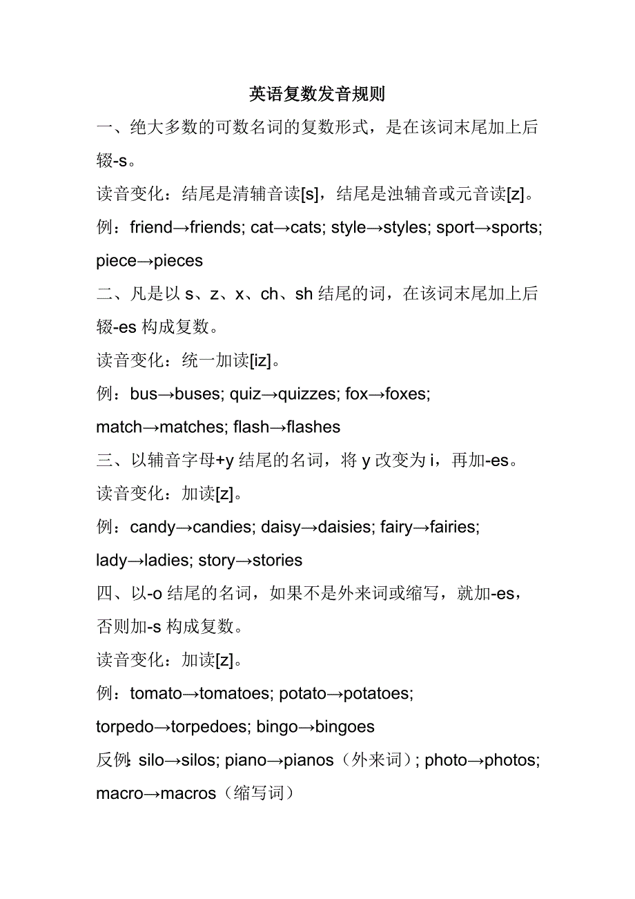 英语复数发音规则梳理汇总_第1页