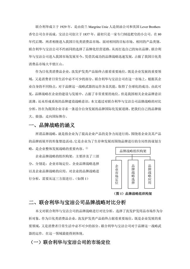 联合利华与宝洁公司品牌战略对比分析