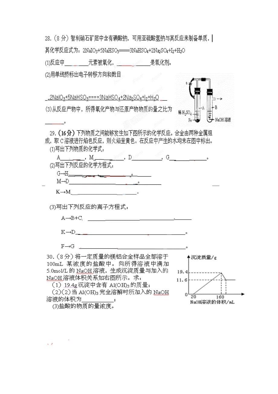 四川成都实验中学2012-2013学年高一上学期第三次测试化学试题.doc_第5页