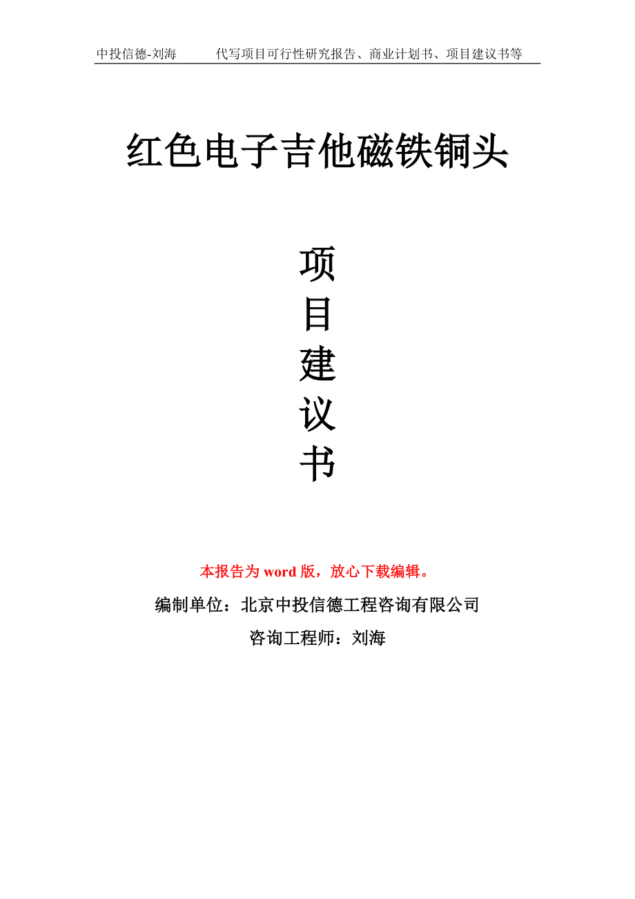 红色电子吉他磁铁铜头项目建议书写作模板-立项前期_第1页